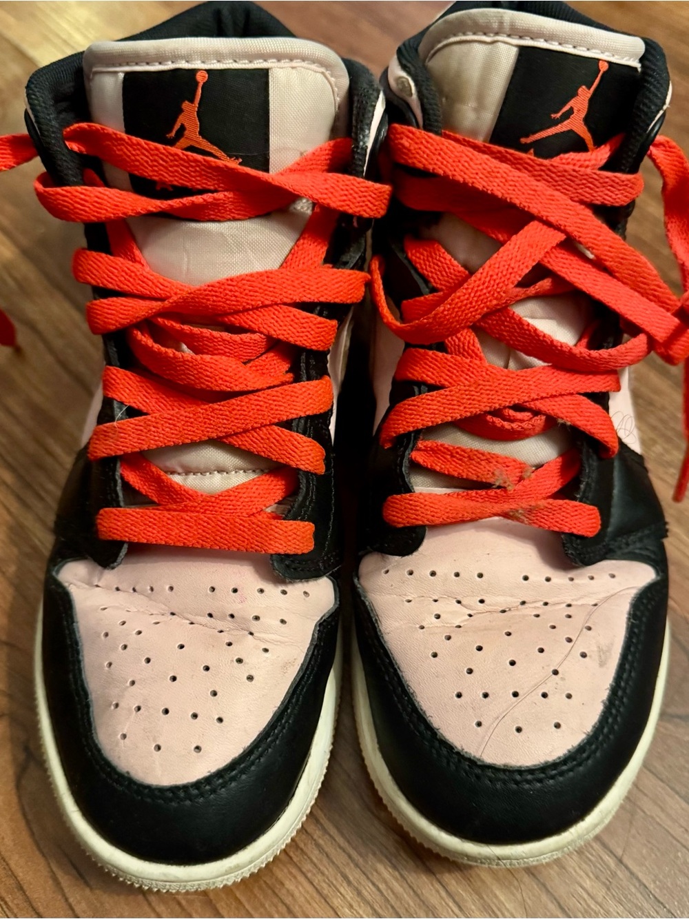 Jordan Kids High-Top Sneakers in Pink, Black & Orange